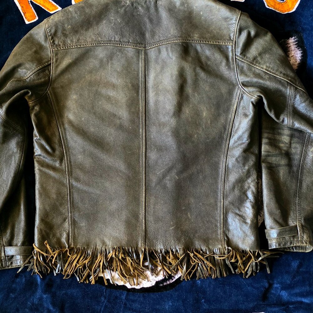 Ralph Lauren Double RL Fringe Western Leather  Jacket - Men's Medium - Picture 2 of 6